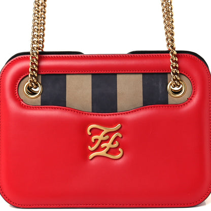 Fendi Vitello King Nubuck Pequin Karligraphy Pocket Shoulder Bag Rosso Cardinale Tobacco Moro 9 of 13