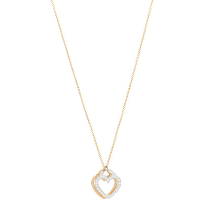 Tiffany 18K Rose White Gold Diamond Double Heart Pendant Necklace 1 of 6
