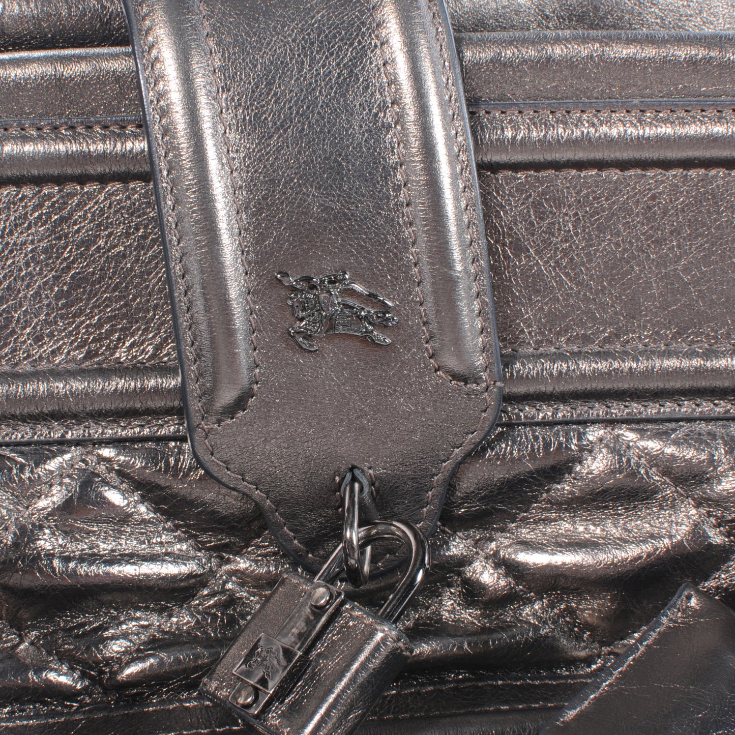Leather Quilted Large Manor Tote Nickel