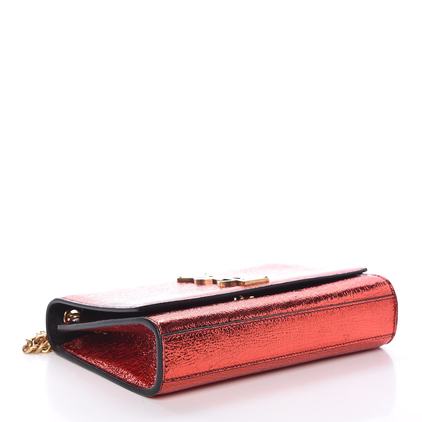 Metallic Calfskin Small Classic Monogram Kate Satchel Red