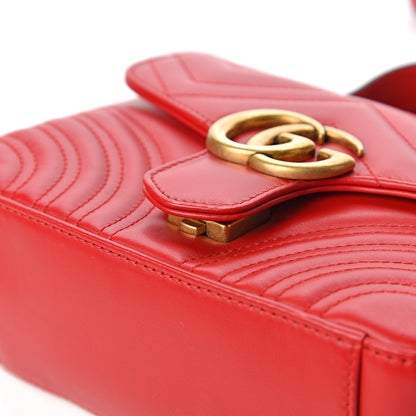 Gucci Calfskin Matelasse Mini GG Marmont Top Handle Shoulder Bag Hibiscus Red 11 of 12