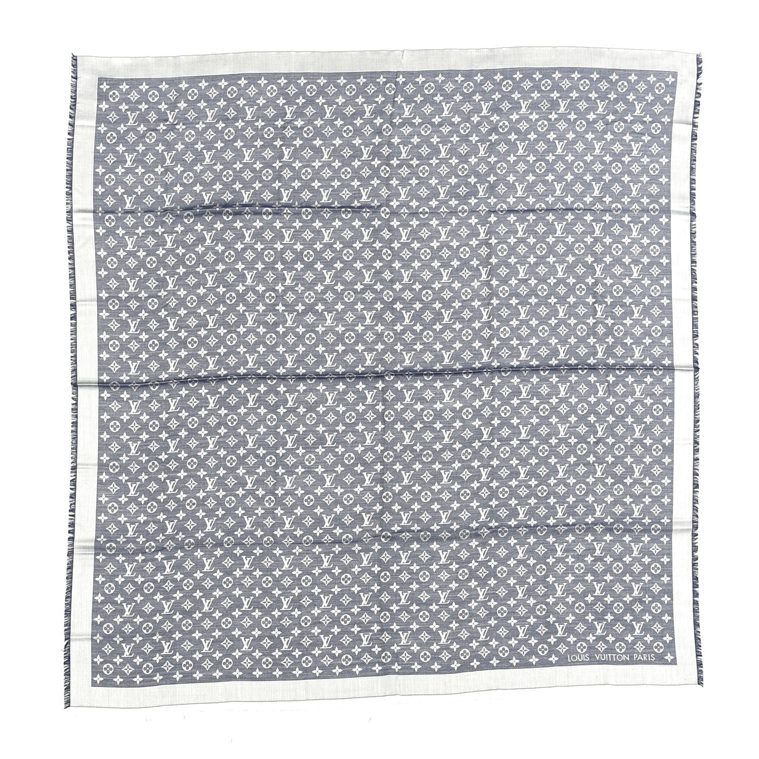 Louis Vuitton Silk Wool Monogram Denim Shawl Blue 1 of 3