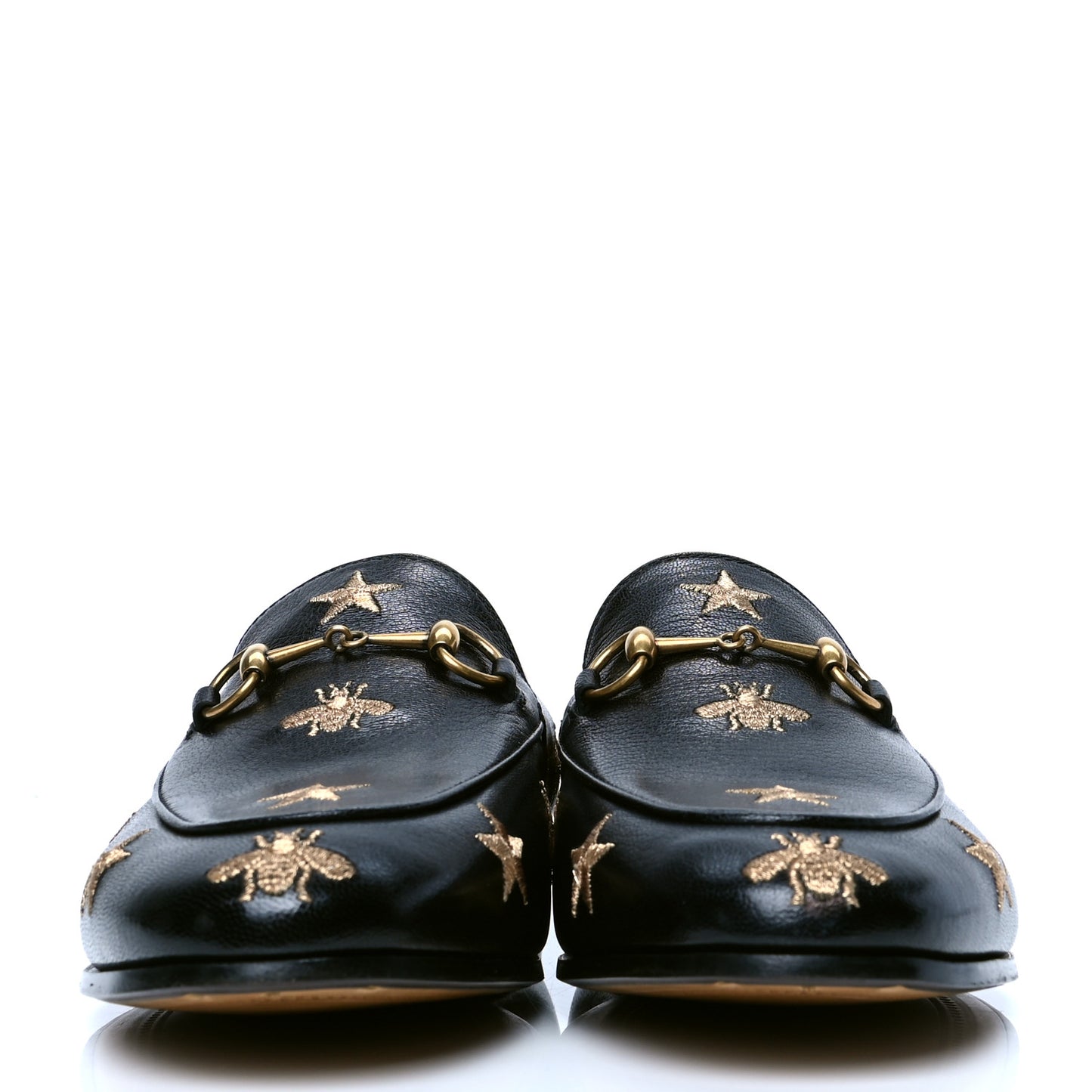 Goatskin Bee Star Embroidered Womens Jordaan Loafers 40 Black