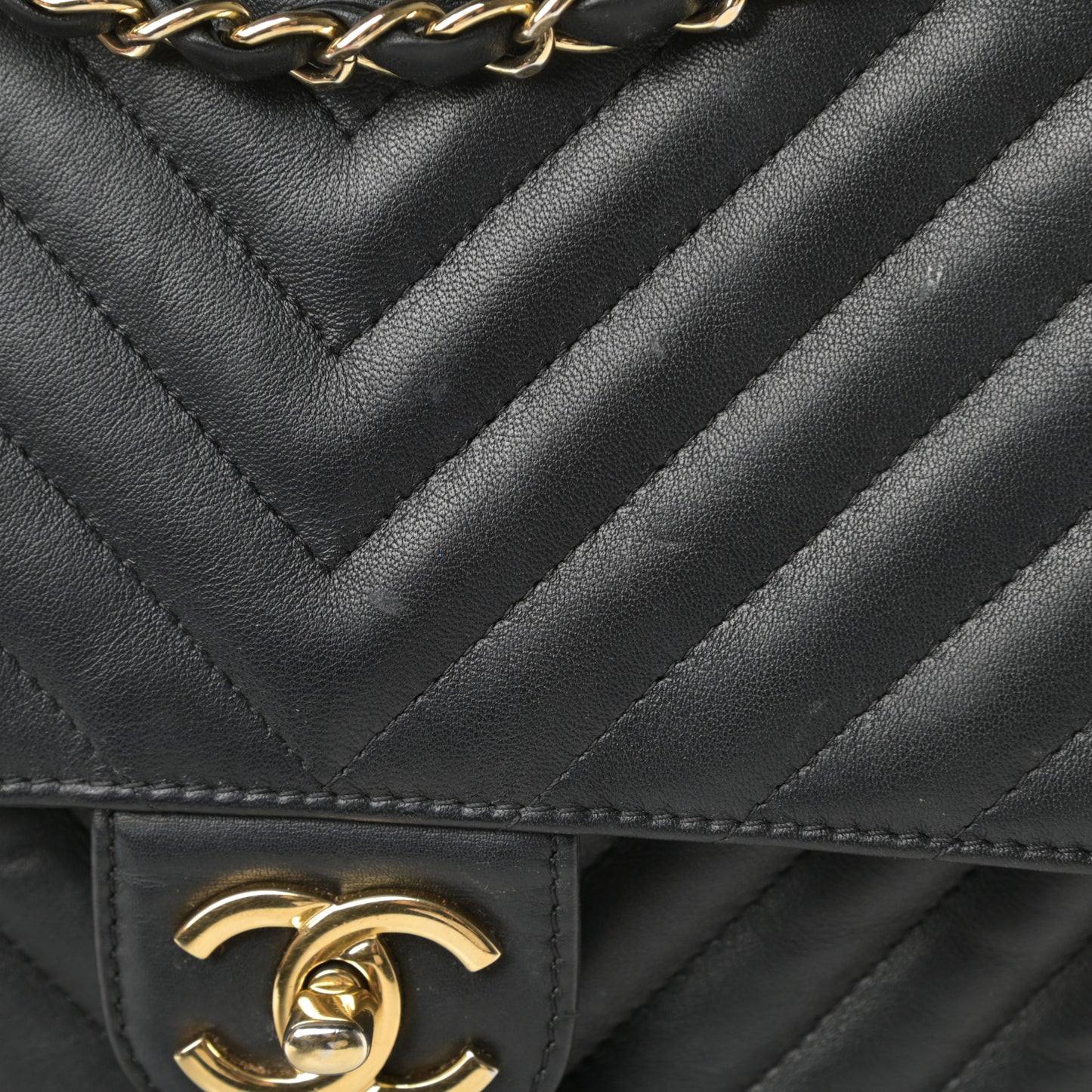 Calfskin Chevron Quilted Large Urban Spirit Backpack Black