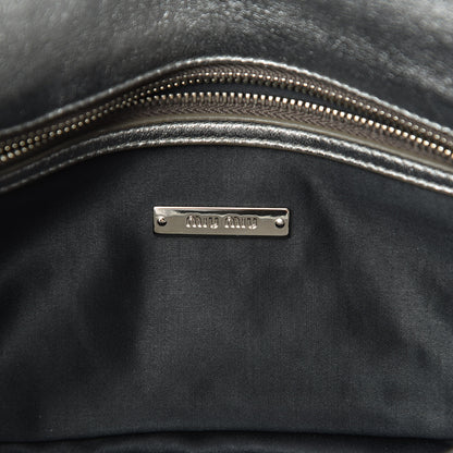 Miu Miu Nappa Matelasse Crystal Flap Clutch Cromo 6 of 13