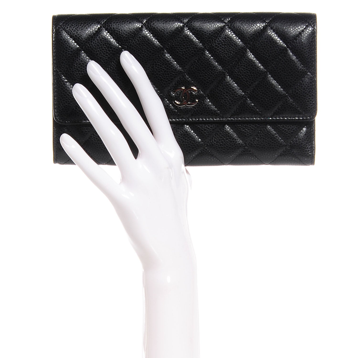 Chanel Caviar Quilted Long Flap Wallet Black 2 of 8