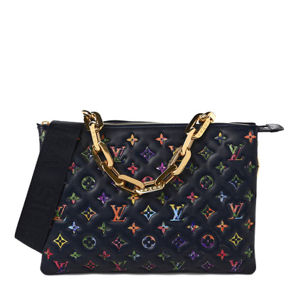 Louis Vuitton Lambskin Embossed Monogram LV Garden Coussin MM Navy Blue 1 of 8