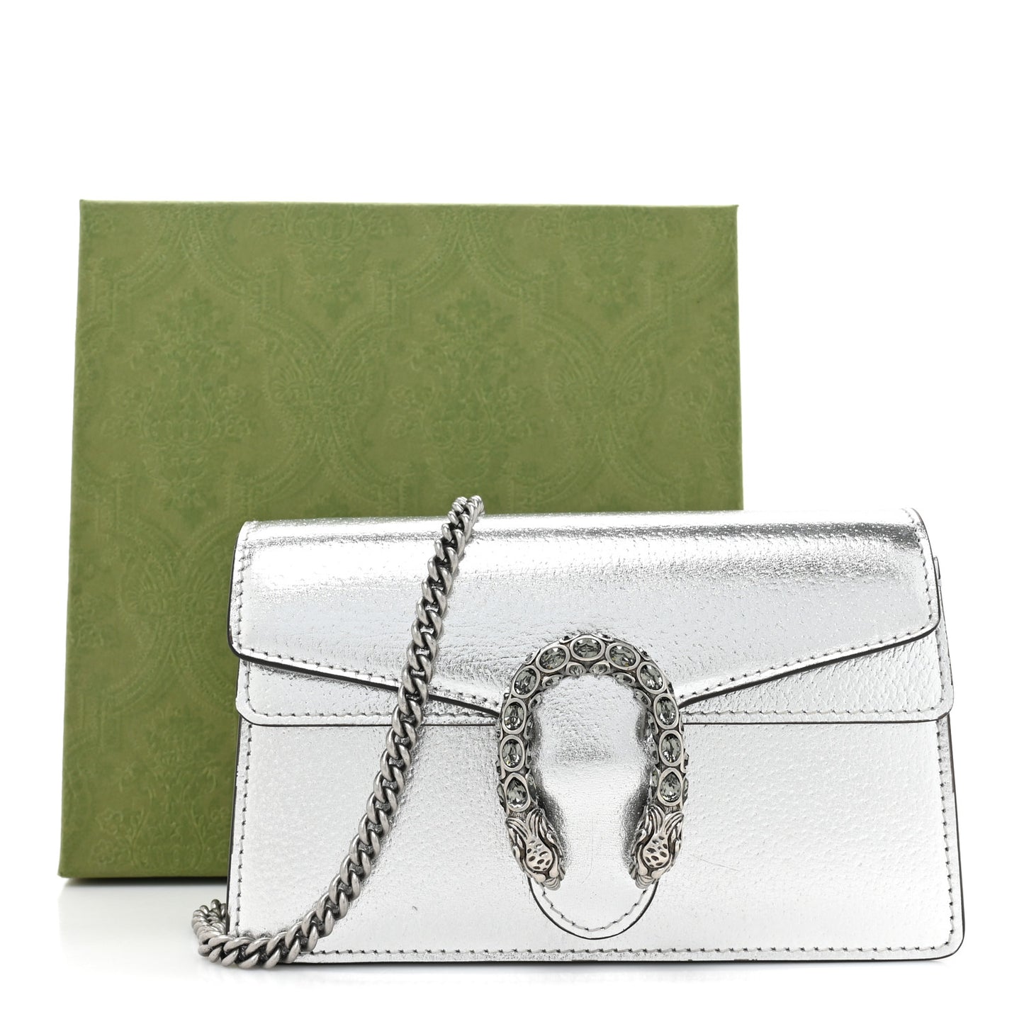 Metallic Calfskin Super Mini Dionysus Shoulder Bag Silver
