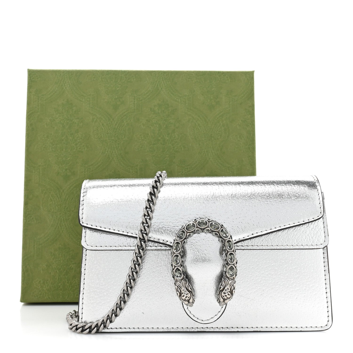 Gucci Metallic Calfskin Super Mini Dionysus Shoulder Bag Silver 10 of 10