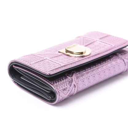 Christian Dior Metallic Patent Micro-Cannage Diorama Elancee Wallet Pink 5 of 8