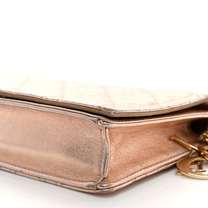 Christian Dior Metallic Lambskin Cannage Lady Dior Pouch Rose Gold 10 of 12