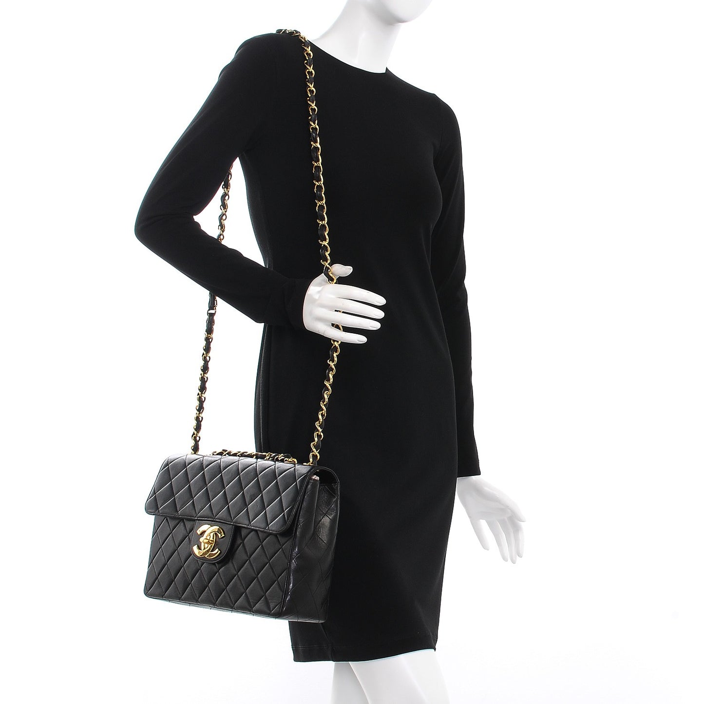 Lambskin Quilted Jumbo Single Flap Black