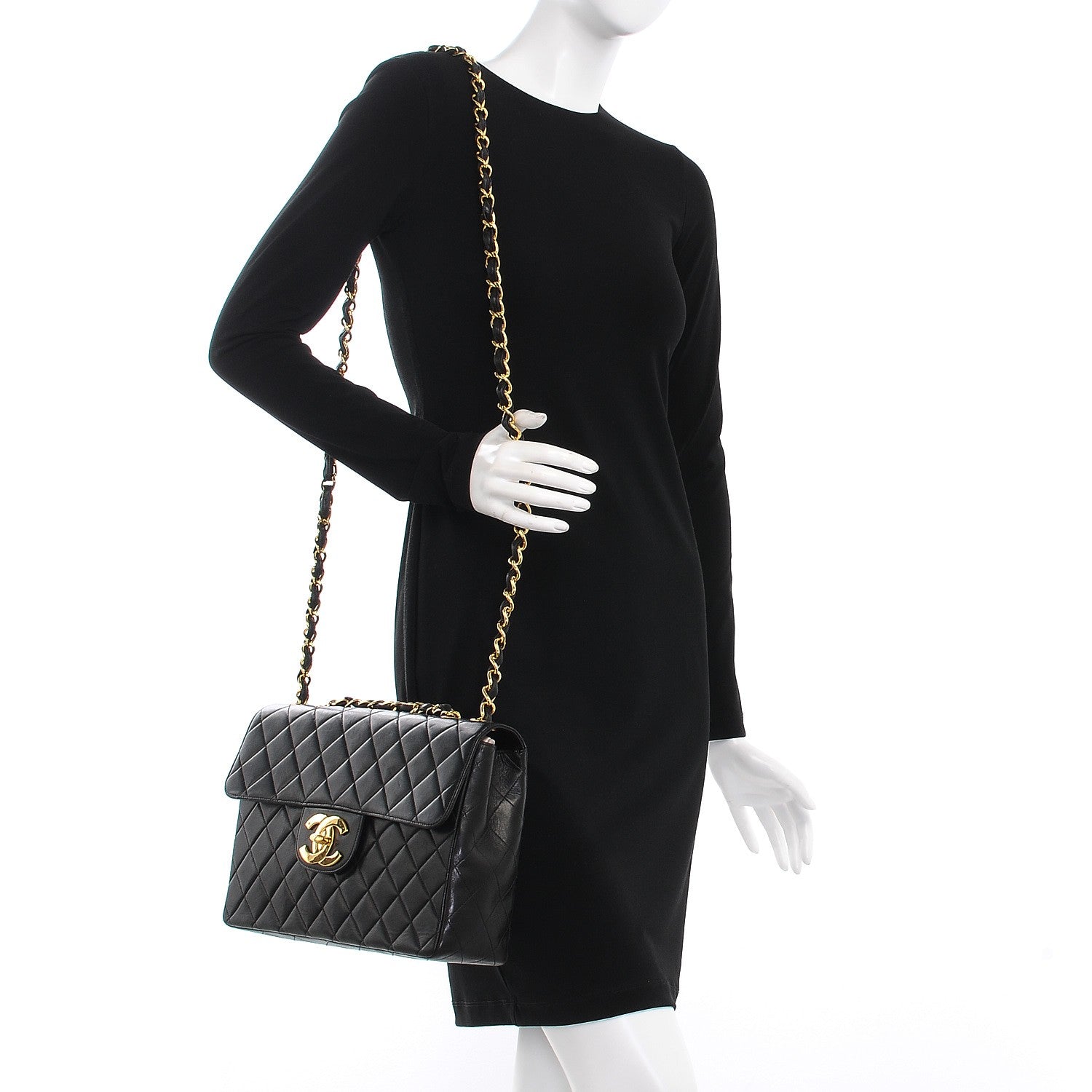 Chanel Lambskin Quilted Jumbo Single Flap Black 2 of 12