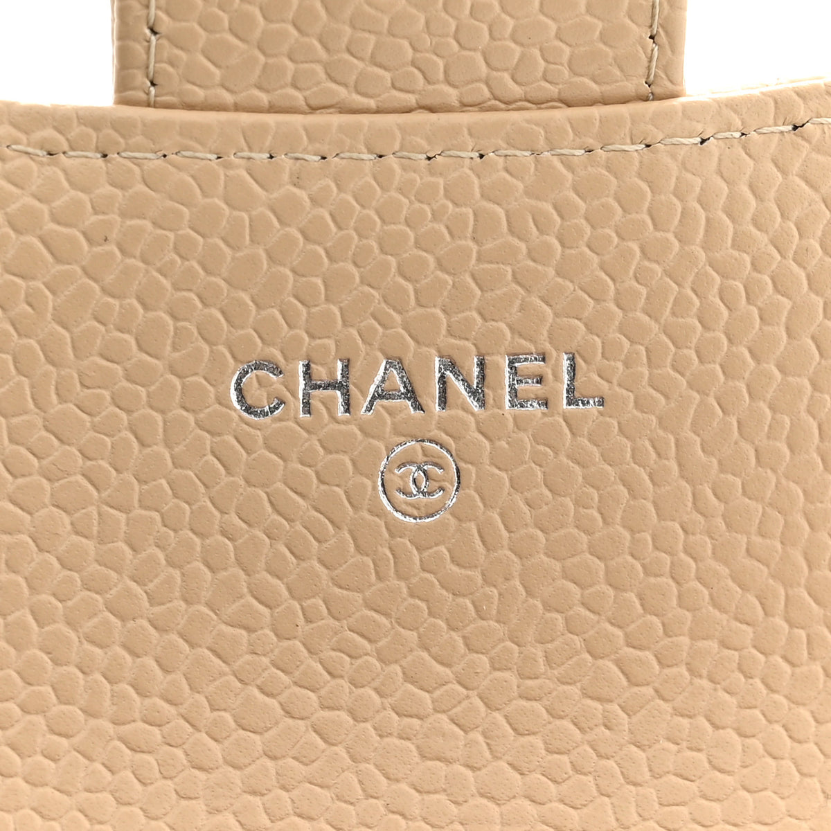 Caviar Quilted Flap Card Holder Wallet Beige