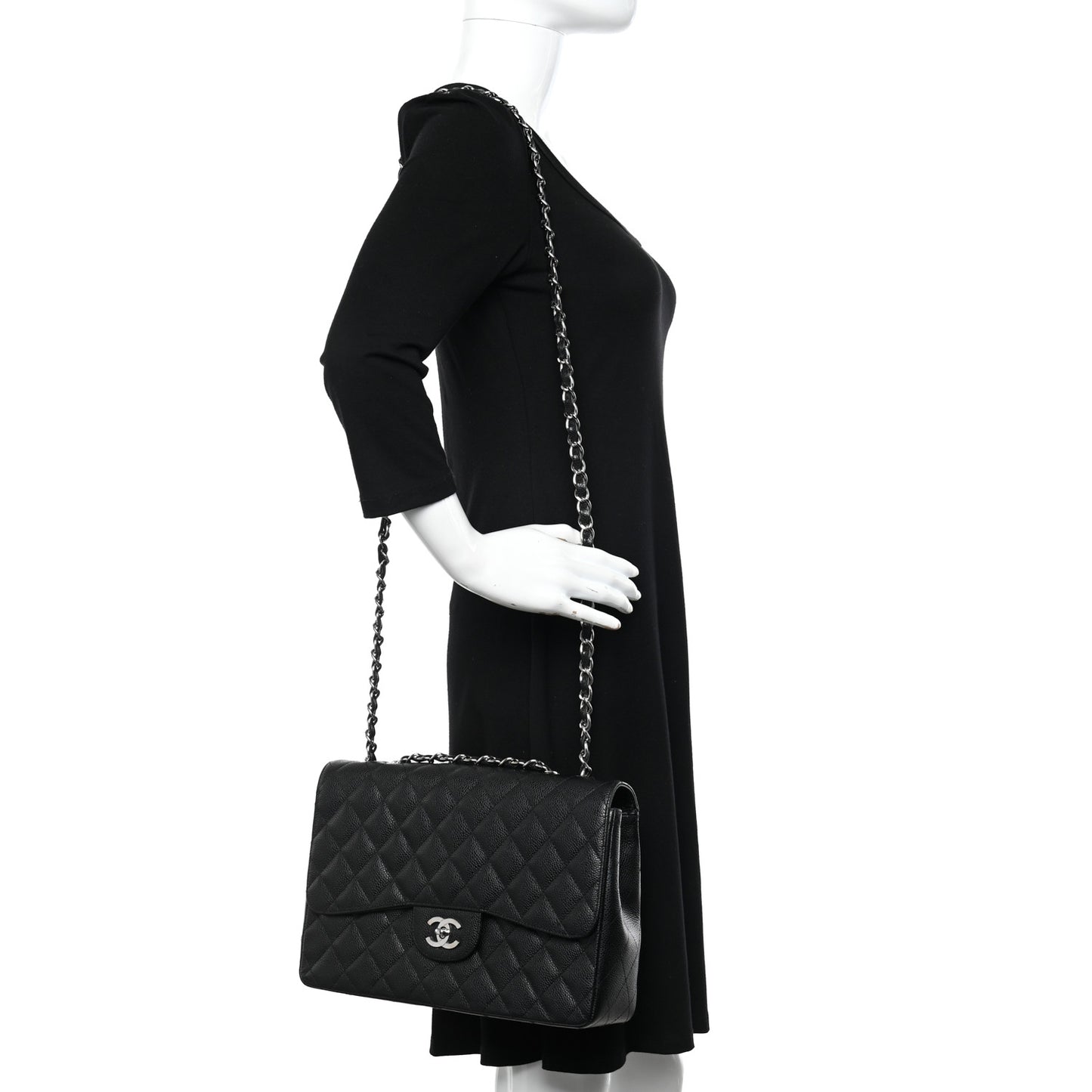 Caviar Quilted Jumbo Single Flap Black