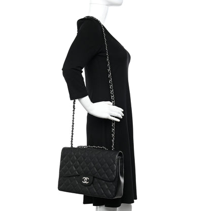 Chanel Caviar Quilted Jumbo Single Flap Black 2 of 12