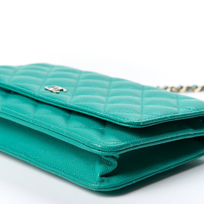 Chanel Caviar Quilted Wallet On Chain WOC Turquoise 9 of 9