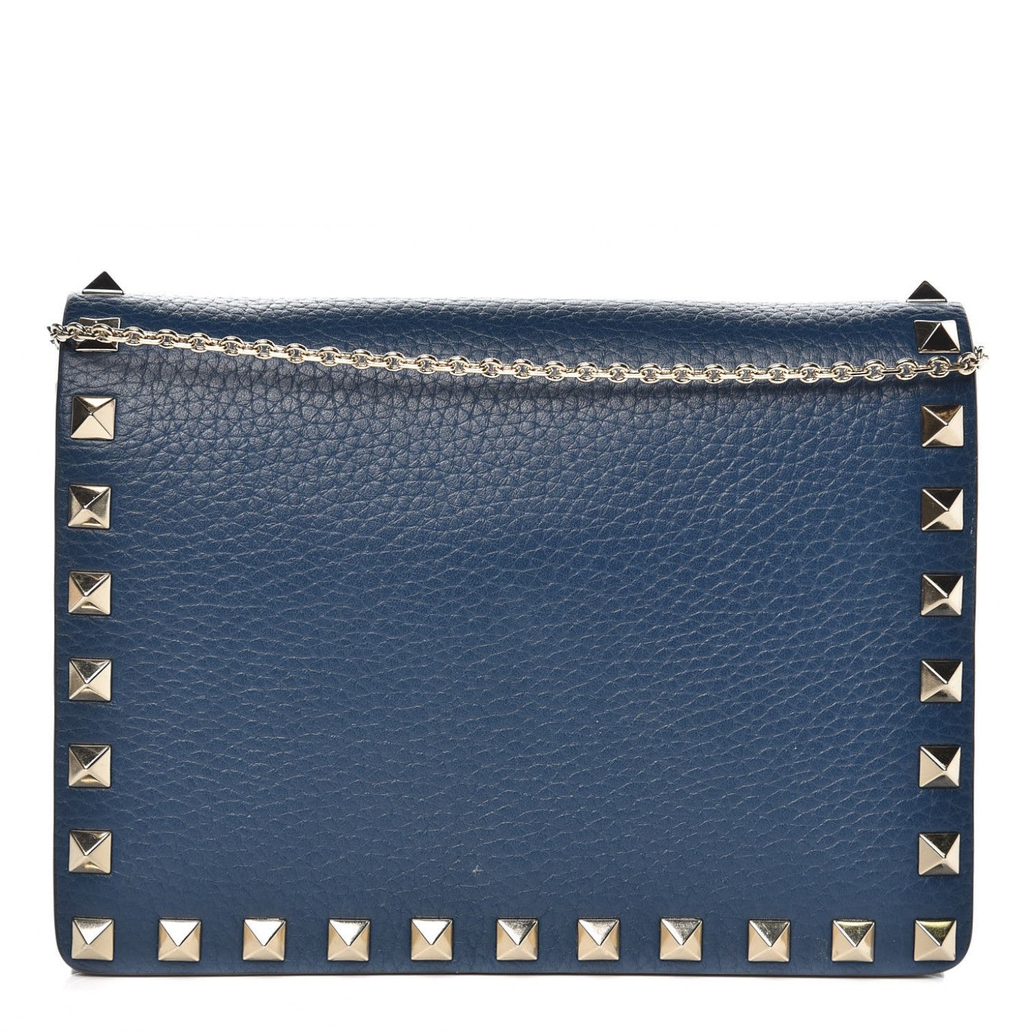 Valentino Garavani Grained Calfskin Rockstud Wallet on Chain Peacock 1 of 7