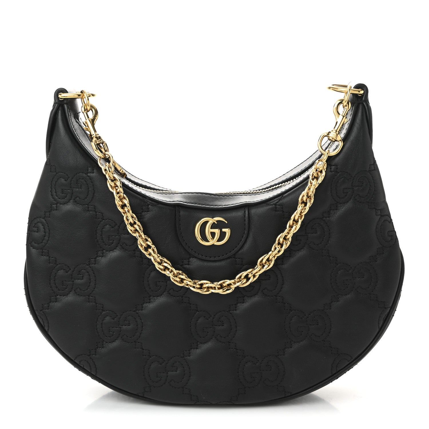 Gucci Calfskin GG Matelasse Small Hobo Shoulder Bag Black Natural 1 of 10