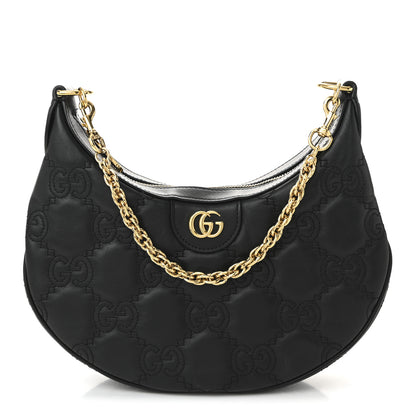 Gucci Calfskin GG Matelasse Small Hobo Shoulder Bag Black Natural 1 of 10