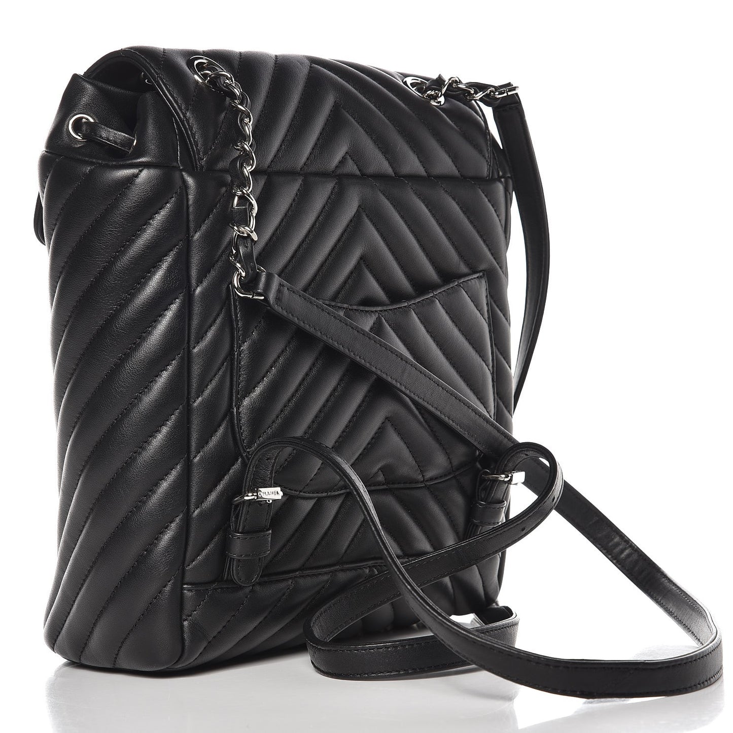Calfskin Chevron Quilted Small Urban Spirit Backpack Black