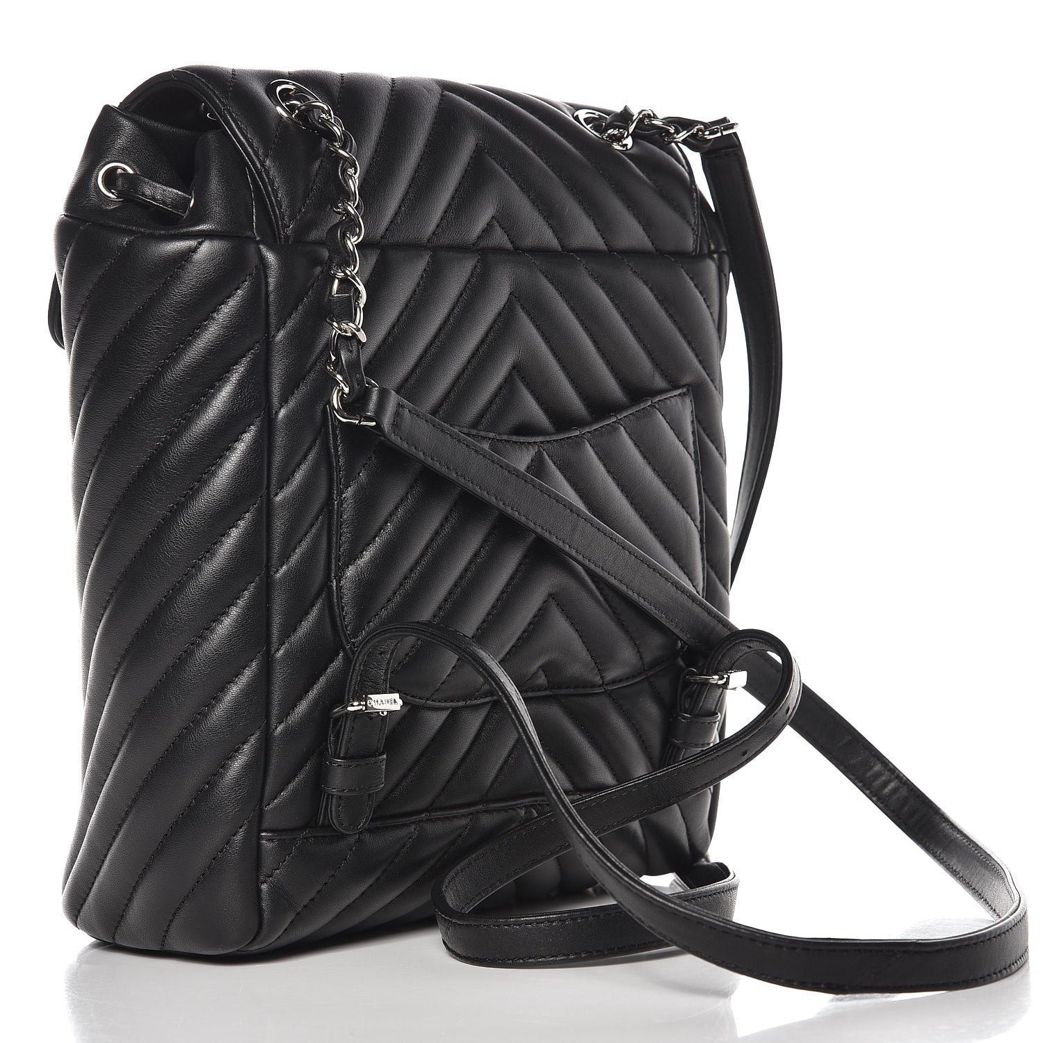 Chanel Calfskin Chevron Quilted Small Urban Spirit Backpack Black 3 of 8