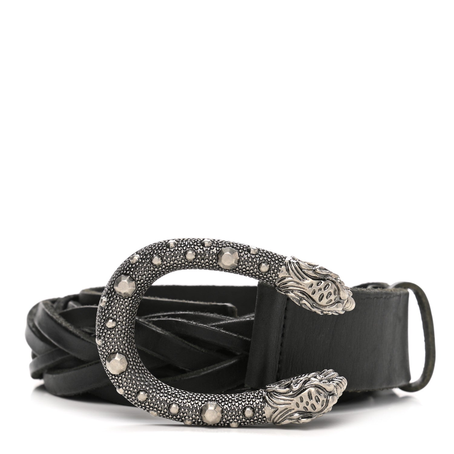 Gucci Calfskin Braided Dionysus Belt 95 38 Black 1 of 5
