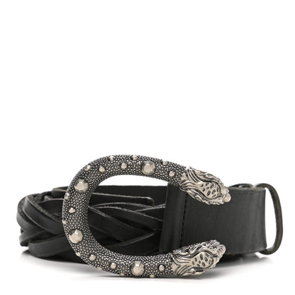 Gucci Calfskin Braided Dionysus Belt 95 38 Black 1 of 5
