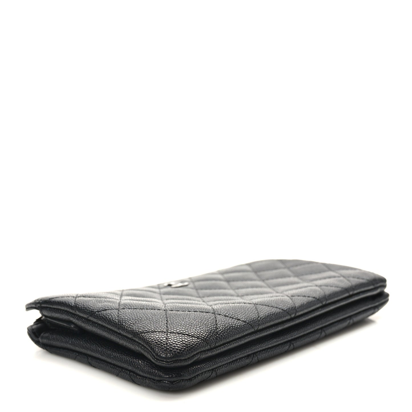 Iridescent Caviar Quilted Small Zipped Pouch Black