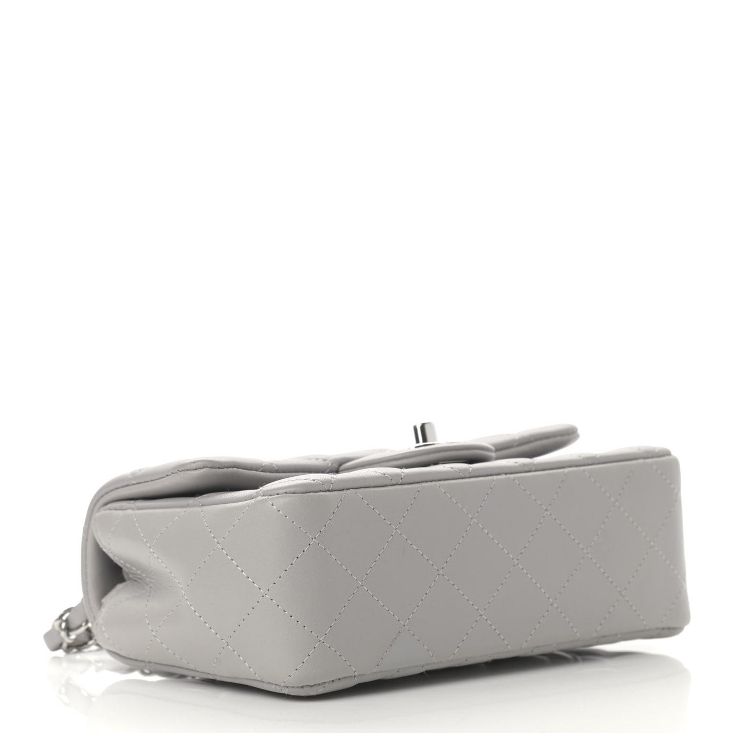 Lambskin Quilted Mini Rectangular Flap Grey