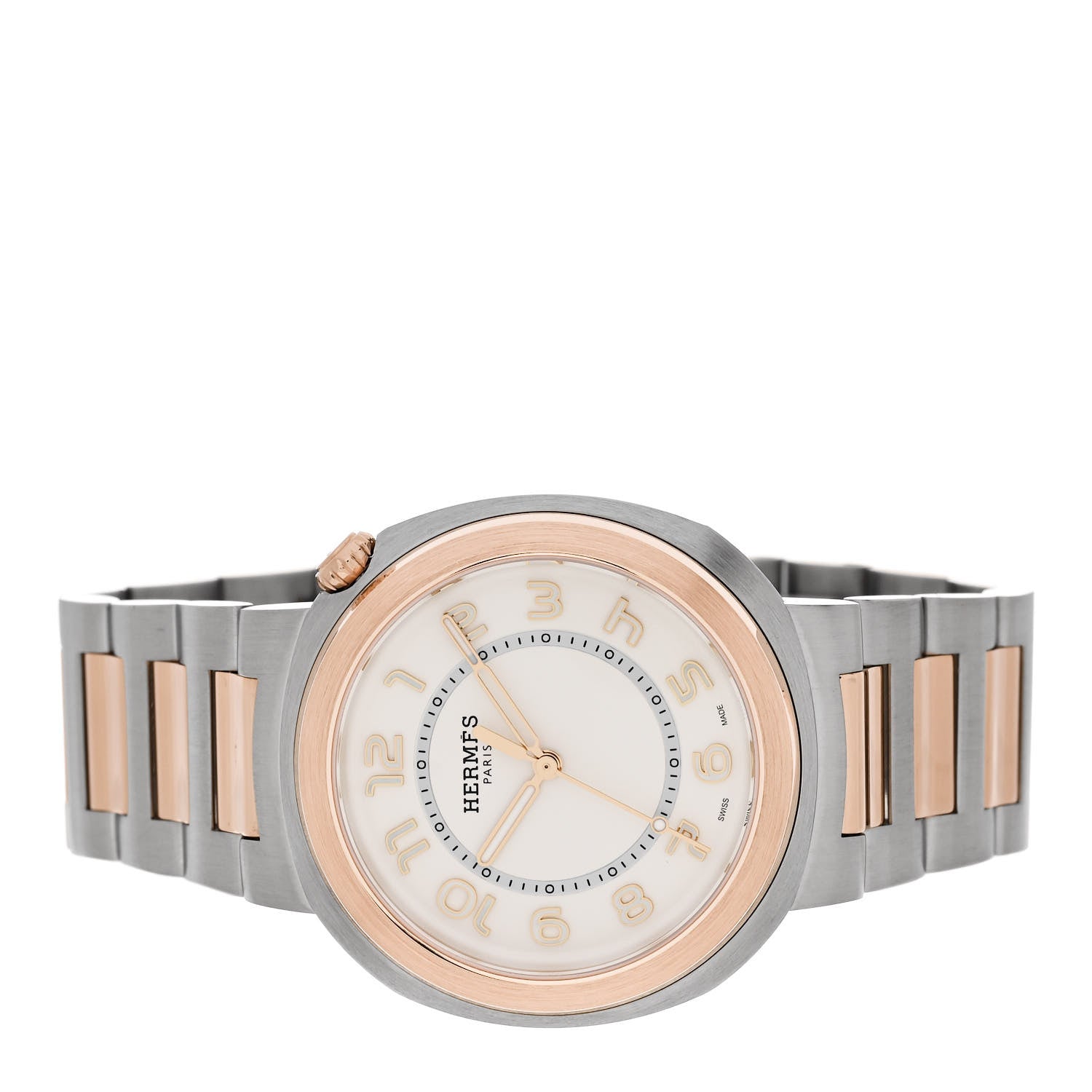 Hermes Stainless Steel 18K Rose Gold 36mm Cut Automatic Watch 2 of 5