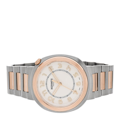 Hermes Stainless Steel 18K Rose Gold 36mm Cut Automatic Watch 2 of 5