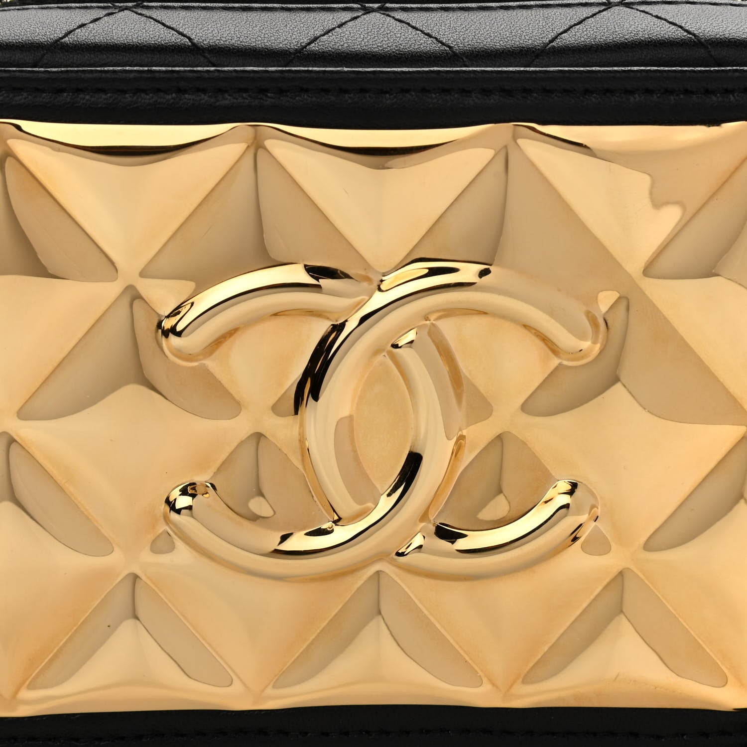 Chanel Lambskin Quilted Golden Plate Clutch With Chain Black 8 of 11