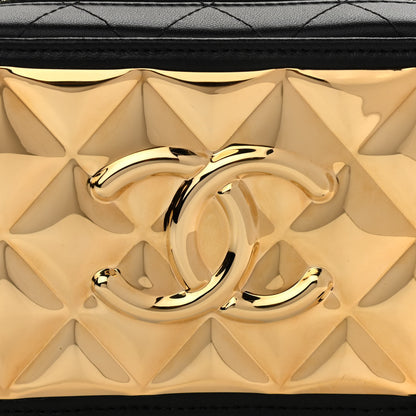 Chanel Lambskin Quilted Golden Plate Clutch With Chain Black 8 of 11