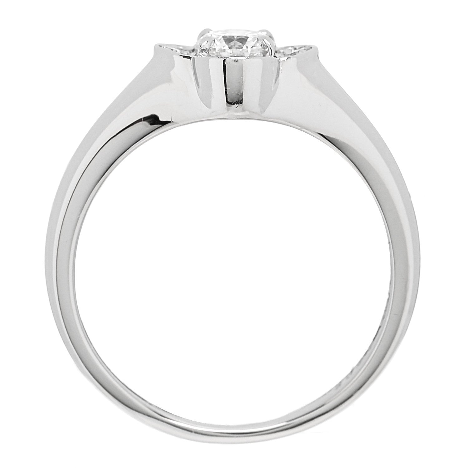 Parker & West by FASHIONPHILE Platinum Diamond .30ct Floral Signet Ring 53 6.25 6 of 9