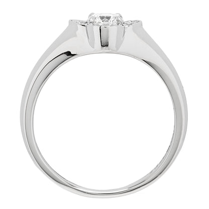 Parker & West by FASHIONPHILE Platinum Diamond .30ct Floral Signet Ring 53 6.25 6 of 9