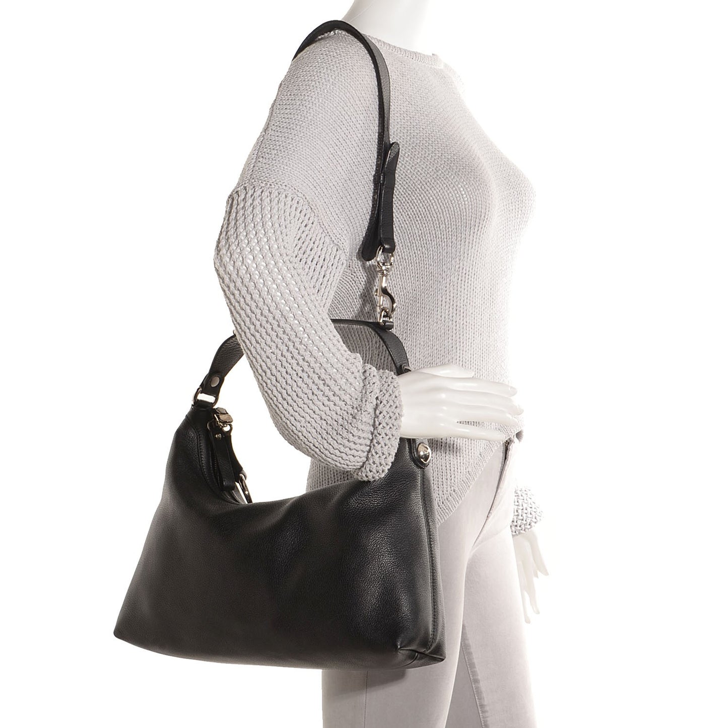 Leather Icon Bit Medium Hobo Black