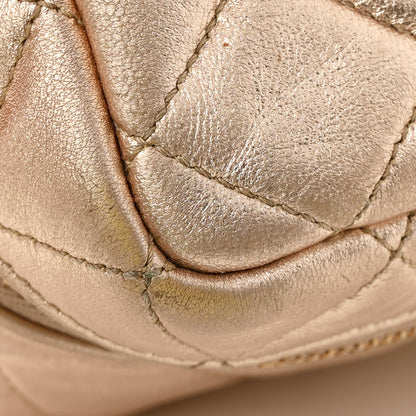 Chanel Metallic Lambskin Quilted Cube Chain Wristlet Case Gold 11 of 13