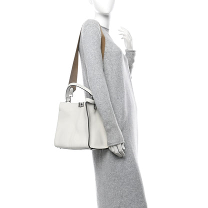 Fendi Vitello Seta Glazed Fabric FF 1974 Medium Peekaboo X-Lite Latte Mogano Panna 2 of 10