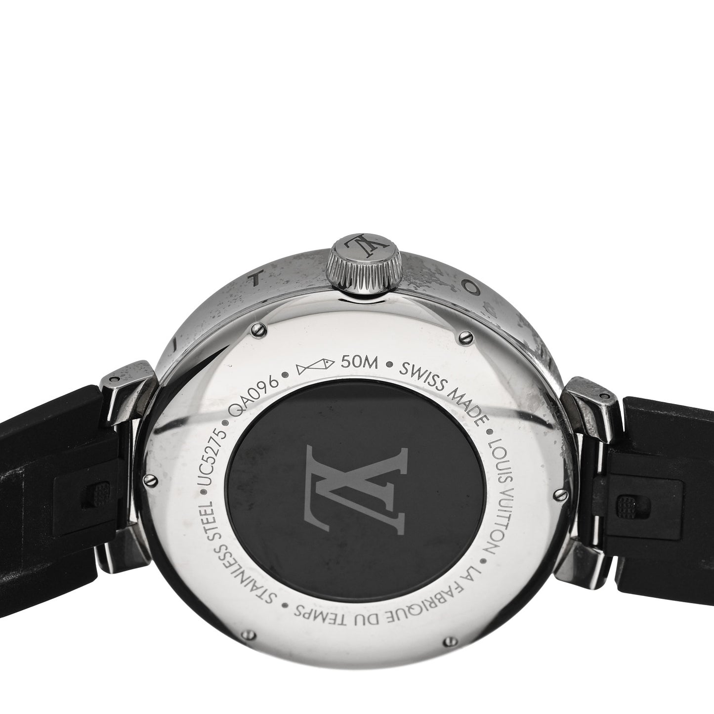 Stainless Steel Rubber 44mm Tambour Moon Dual Time GMT Quartz Watch Silver