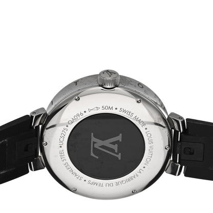 Louis Vuitton Stainless Steel Rubber 44mm Tambour Moon Dual Time GMT Quartz Watch Silver 4 of 6