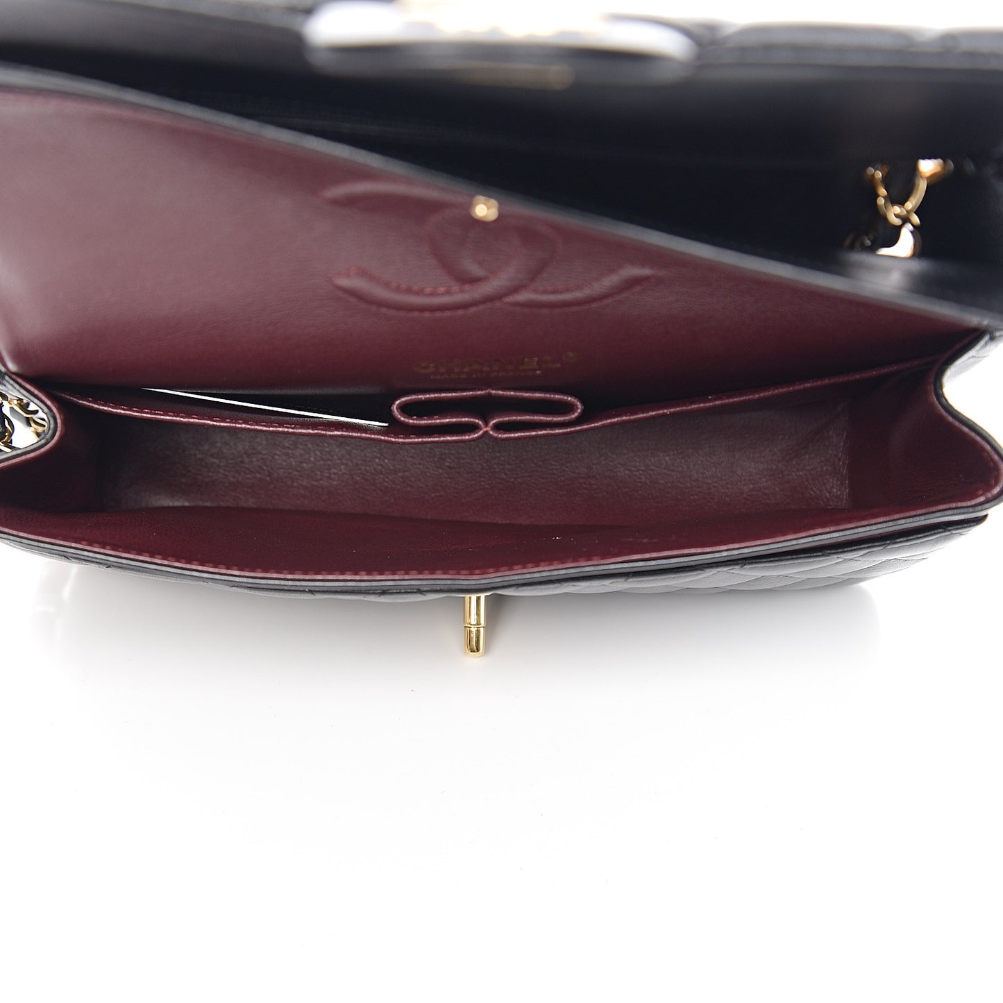 Lambskin Quilted Medium Double Flap Black