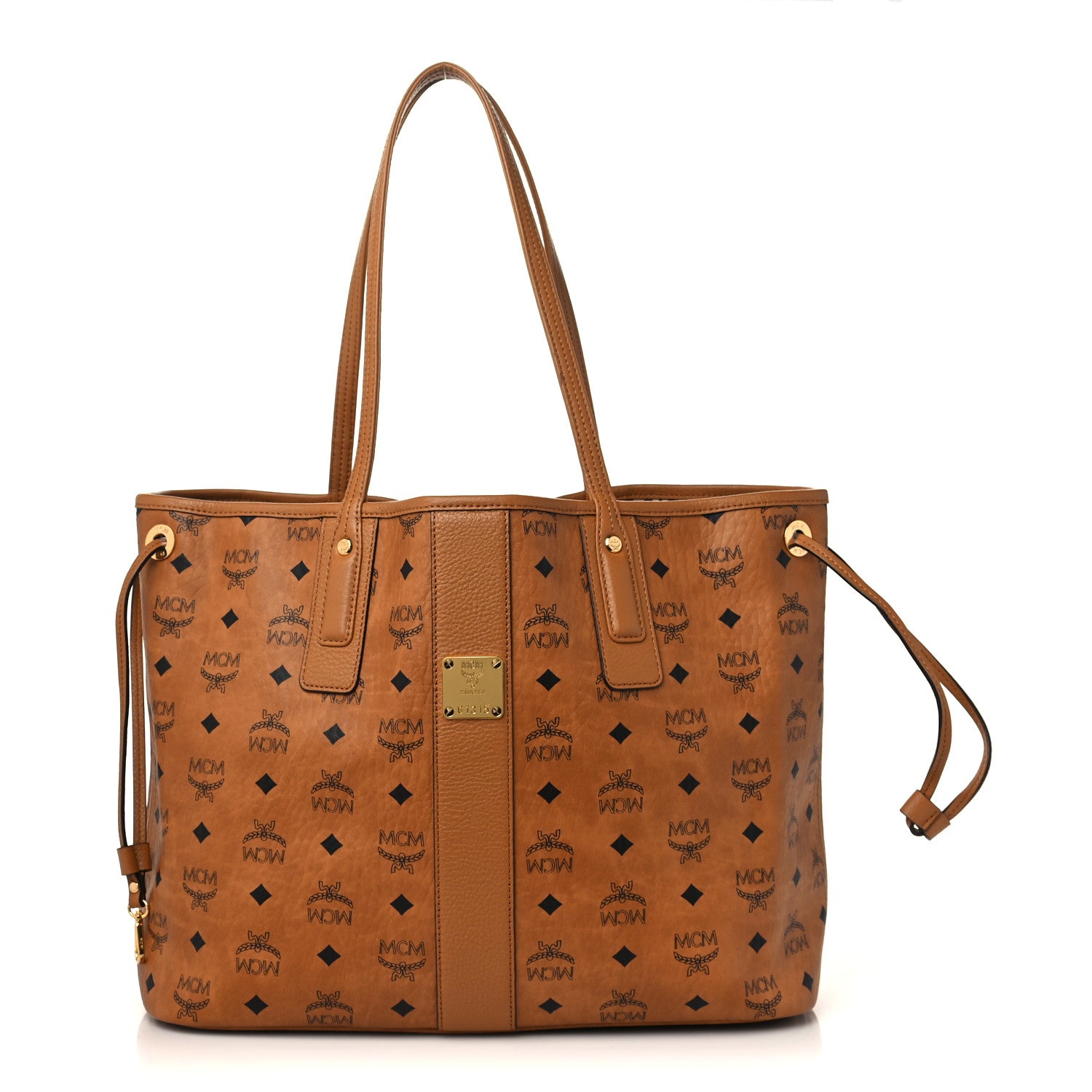 MCM Visetos Medium Liz Reversible Shopper Tote Cognac 3 of 9
