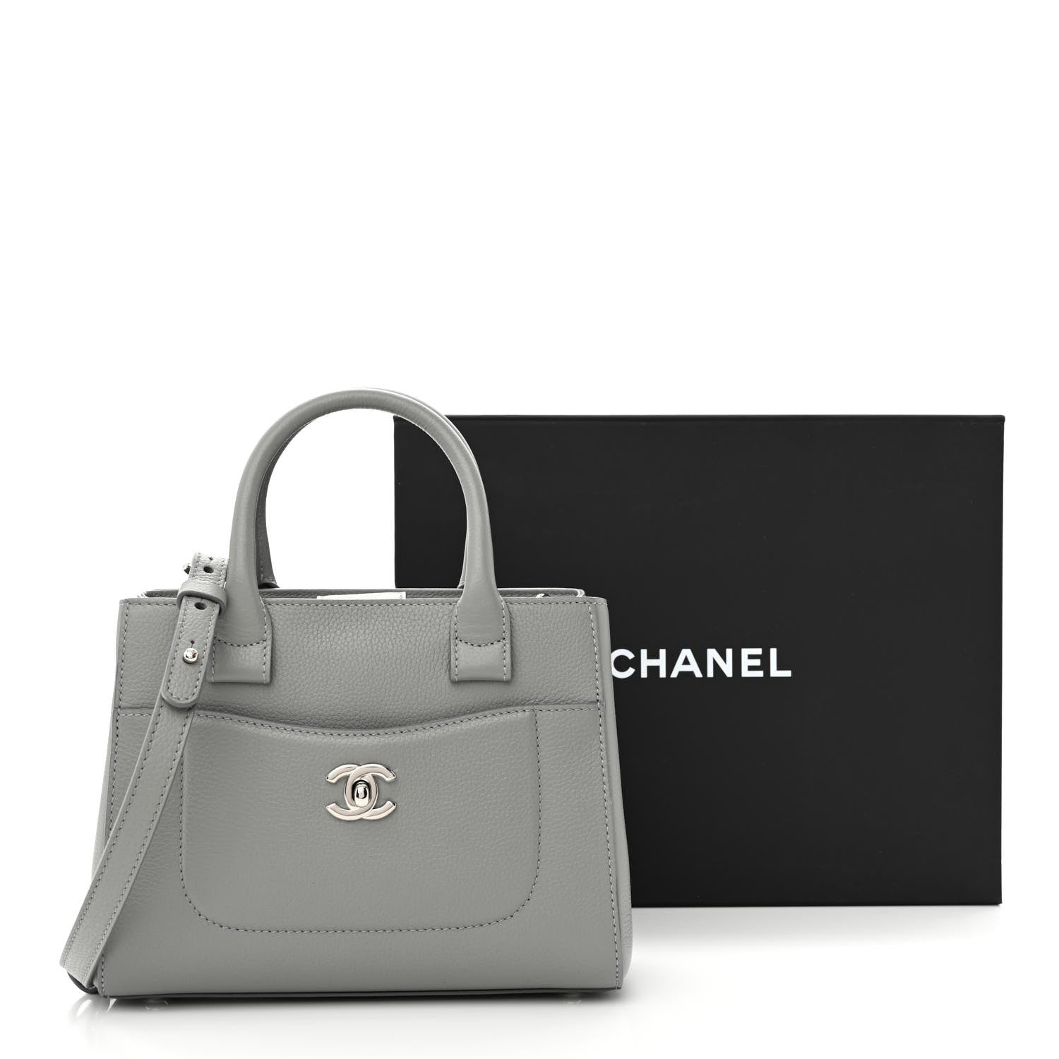 Chanel Grained Calfskin Mini Neo Executive Shopper Tote Grey 11 of 11