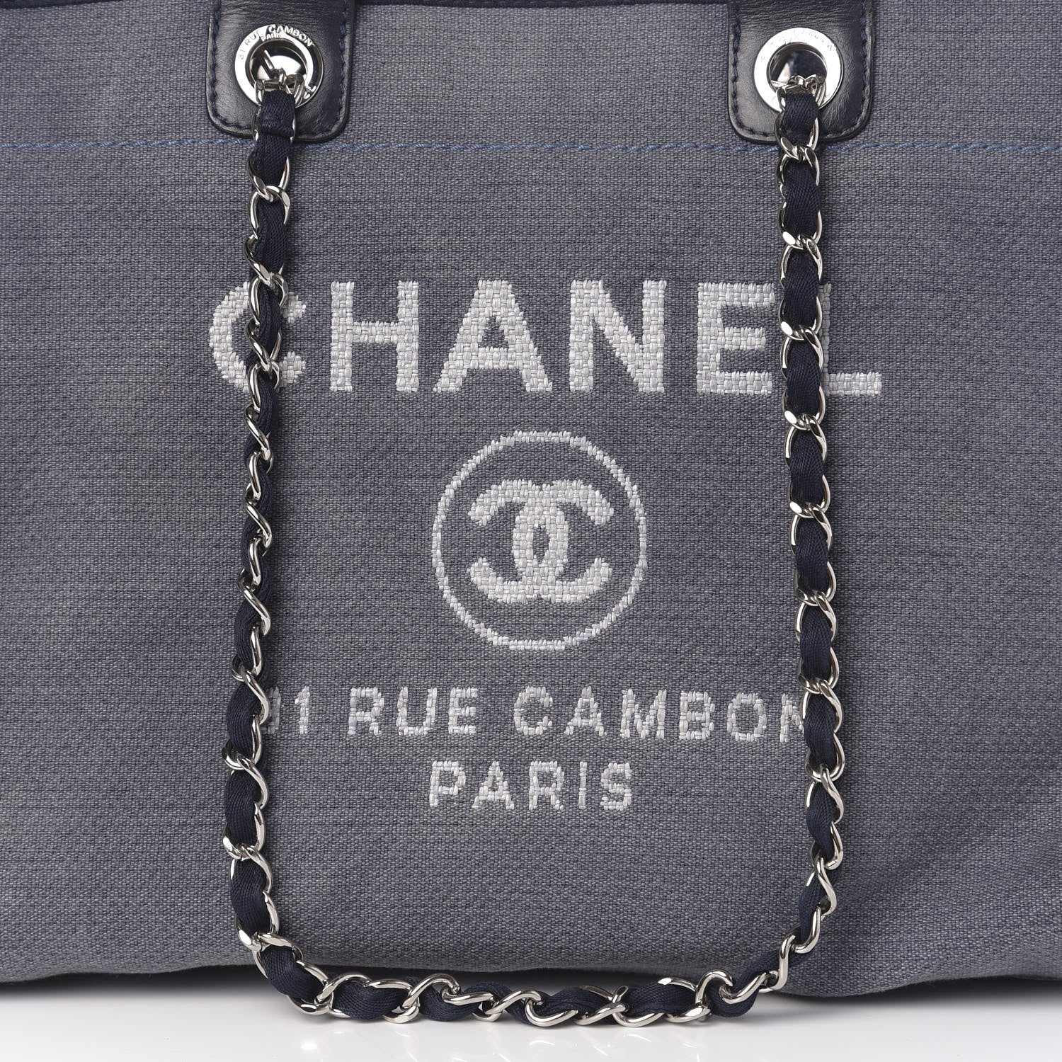 Chanel Canvas Medium Deauville Tote Blue 10 of 10