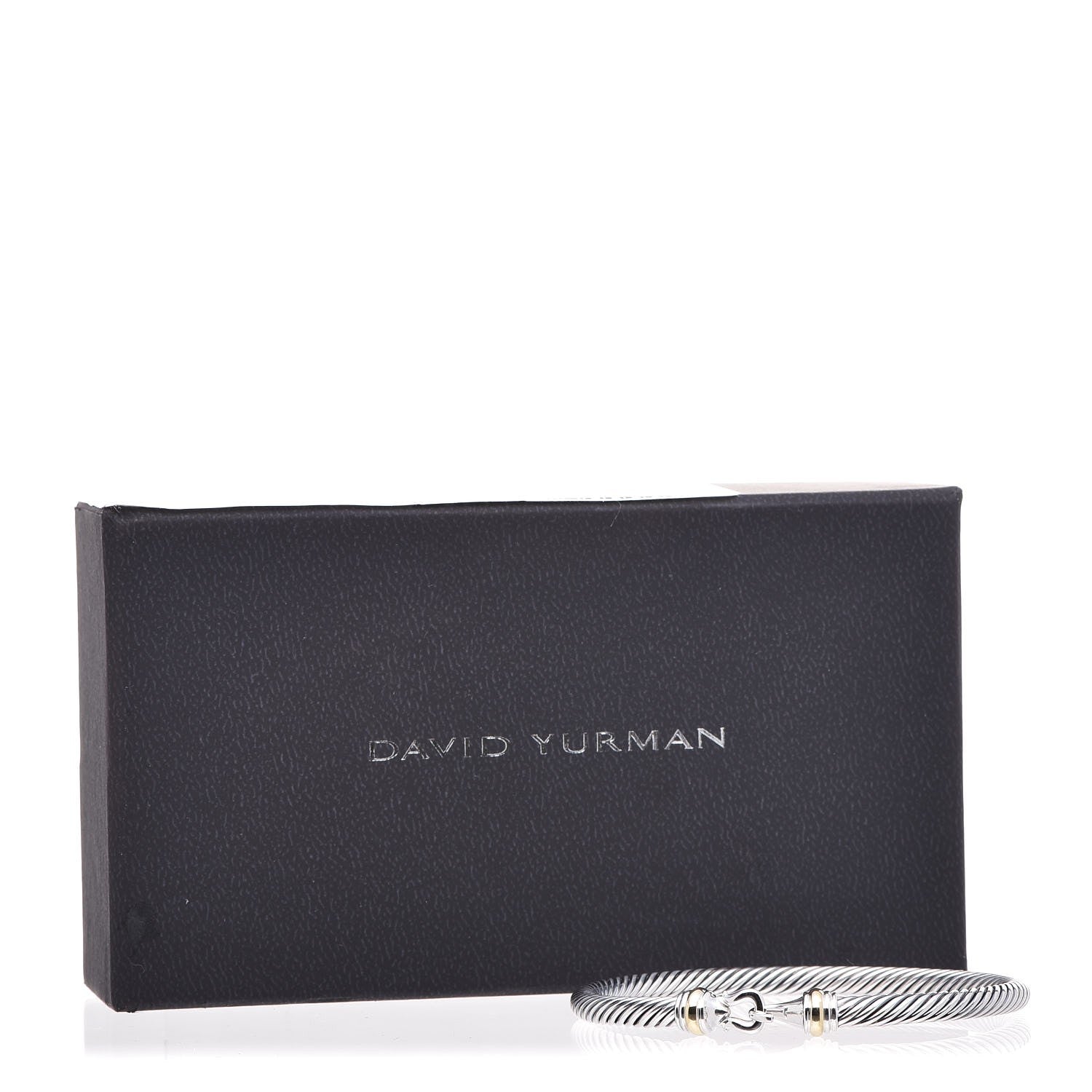 David Yurman Sterling Silver 18K Yellow Gold 4mm Cable Buckle Bracelet 5 of 5