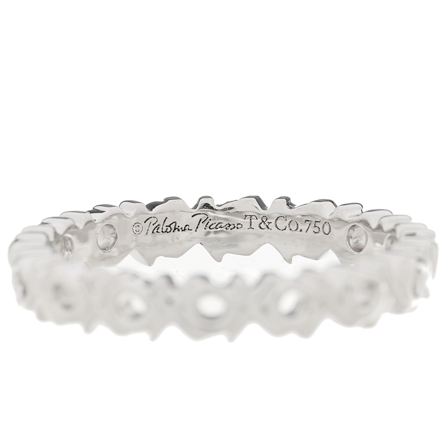 Tiffany 18K White Gold Diamond Love and Kisses Band Ring 53 6.5 4 of 5