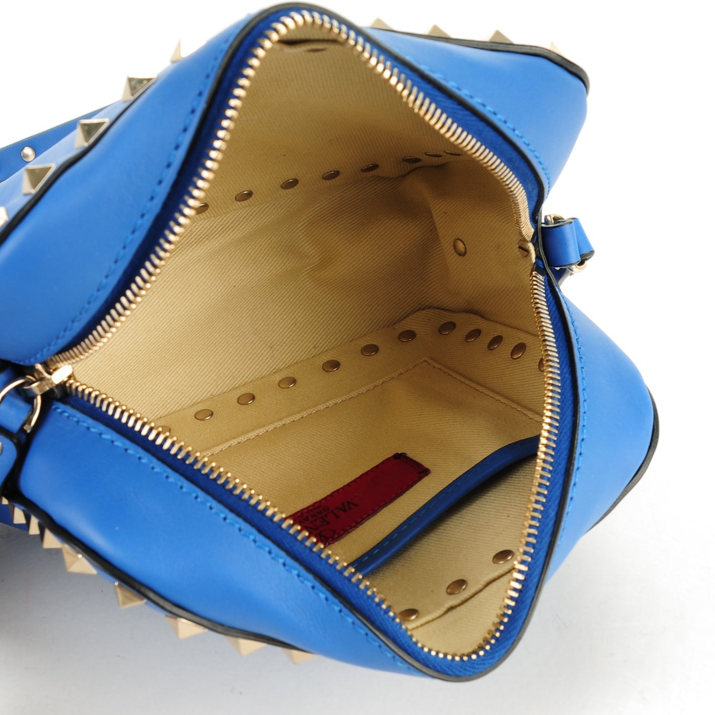 Calfskin Rockstud Camera Crossbody Bag Light Sapphire