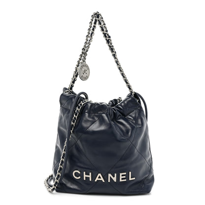Chanel Shiny Calfskin Quilted Mini Chanel 22 Navy Blue 1 of 10