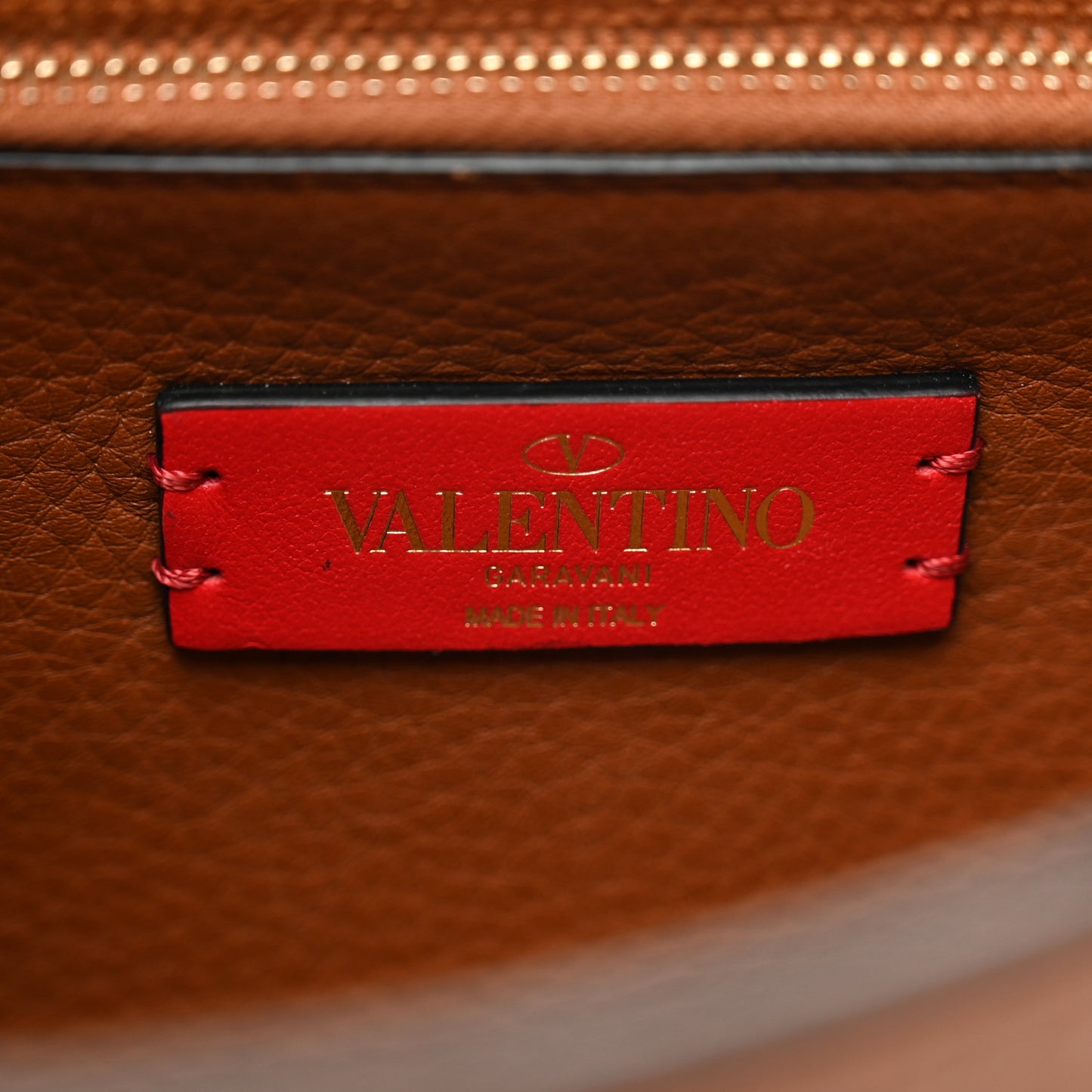 Pebbled Calfskin Rockstud Saddle Bag Saddle Brown